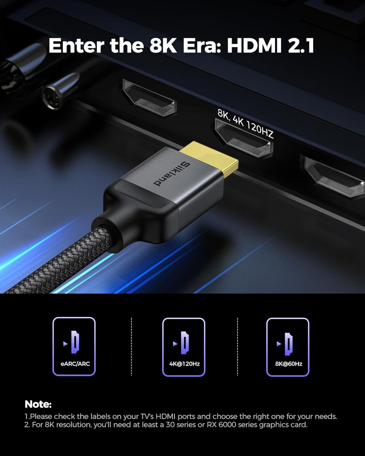 10K 8K HDMI 2.1 Cable 16ft, (Upgraded Durable Sheathing) Certified Ultra High Speed HDMI Cable [8K@60Hz, 4K@240Hz 120Hz] 48Gbps, HDR10, eARC, HDCP 2.2&2.3, Compatible for Soundbar/PS5/Xbox/Roku TV