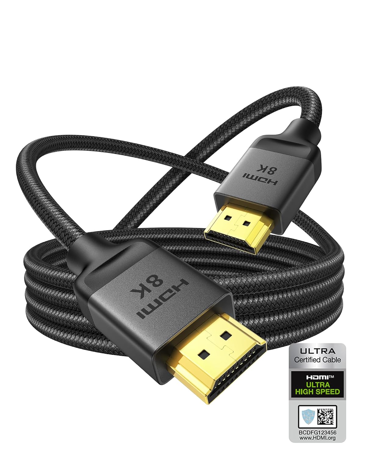 10K 8K HDMI 2.1 Cable 16ft, (Upgraded Durable Sheathing) Certified Ultra High Speed HDMI Cable [8K@60Hz, 4K@240Hz 120Hz] 48Gbps, HDR10, eARC, HDCP 2.2&2.3, Compatible for Soundbar/PS5/Xbox/Roku TV