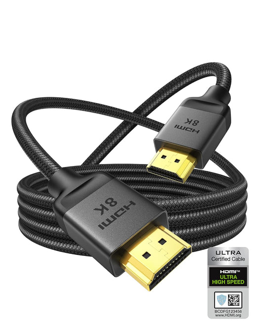 10K 8K HDMI 2.1 Cable 16ft, (Upgraded Durable Sheathing) Certified Ultra High Speed HDMI Cable [8K@60Hz, 4K@240Hz 120Hz] 48Gbps, HDR10, eARC, HDCP 2.2&2.3, Compatible for Soundbar/PS5/Xbox/Roku TV