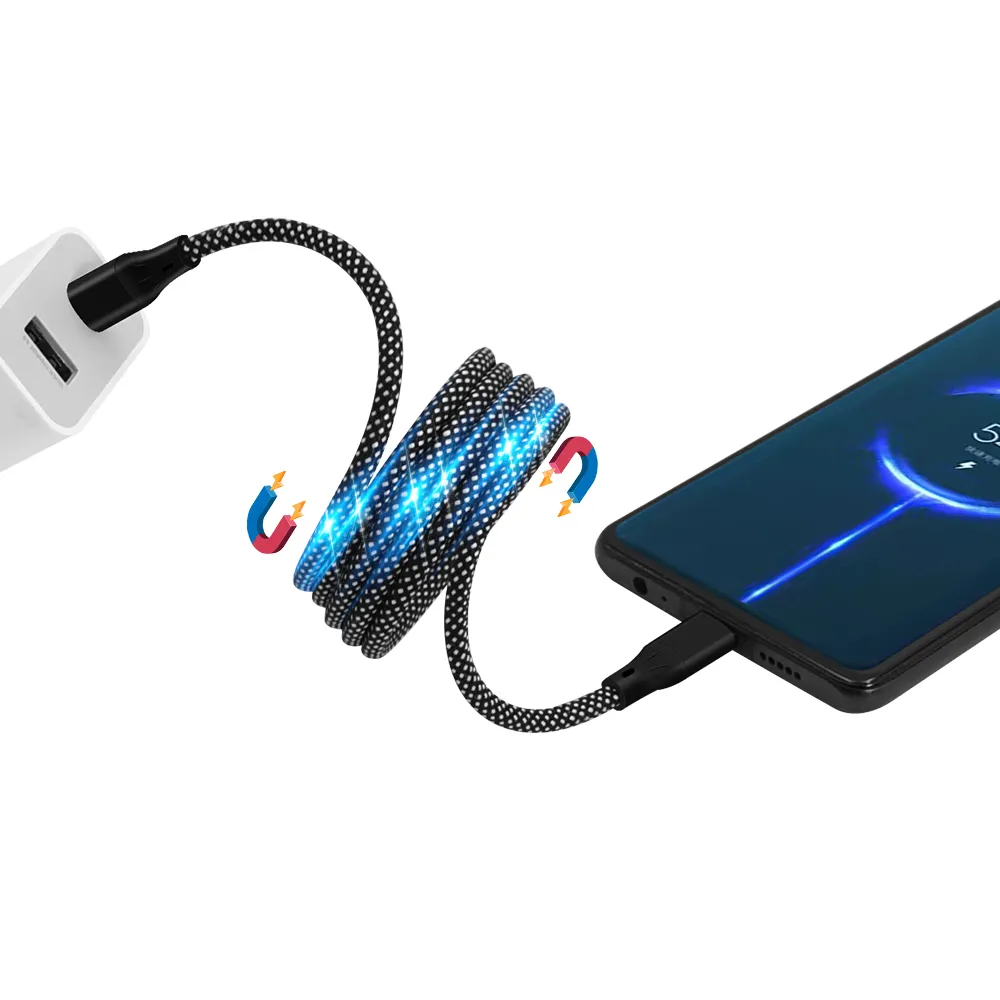 StayCoiled 60W PD Self-Coiling USB-C Cable – 3ft Braided Magnetic Charger for iPhone 16 Pro Max/15, Galaxy S24/S23 Ultra, MacBook & More