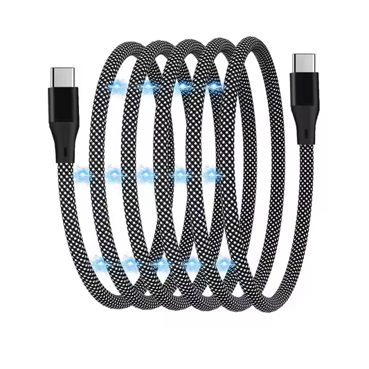 StayCoiled 60W PD Self-Coiling USB-C Cable – 3ft Braided Magnetic Charger for iPhone 16 Pro Max/15, Galaxy S24/S23 Ultra, MacBook & More