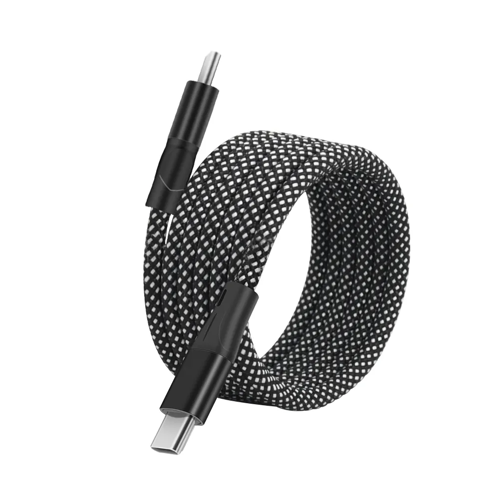StayCoiled 60W PD Self-Coiling USB-C Cable – 3ft Braided Magnetic Charger for iPhone 16 Pro Max/15, Galaxy S24/S23 Ultra, MacBook & More
